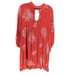 Blushing Heart Prairie Boho orange dress with white flowers size M, has pockets